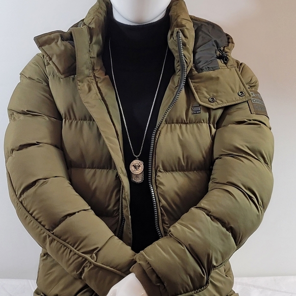 Olive Green Puffer Jacket - Picture 1 of 9